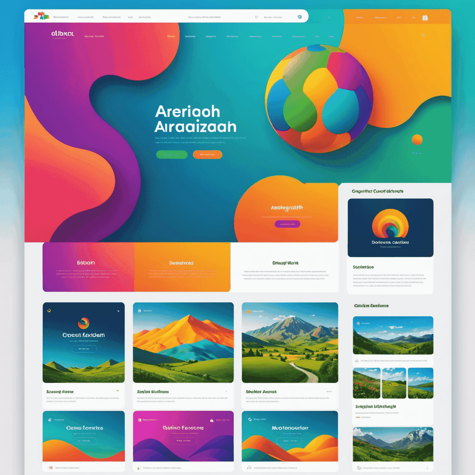 Примеры веб-сайтов с яркими цветовыми схемами и градиентами, популярными в азербайджанском веб-дизайне